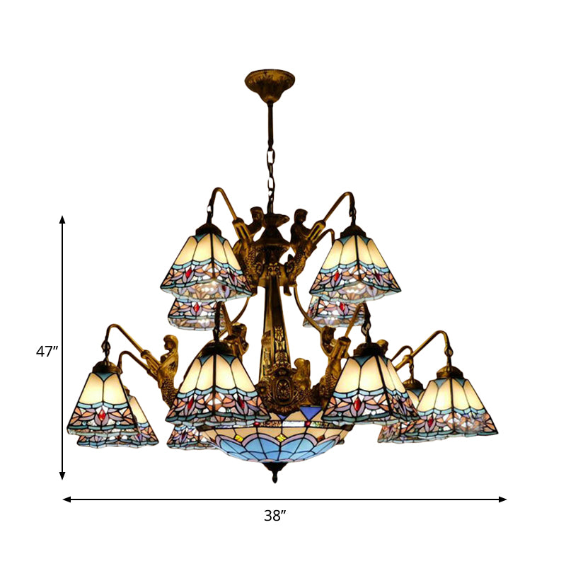 Lampada da terra in vetro colorato stile barocco Tiffany E27 110-240 V per  la sala da pranzo della camera da letto da salotto