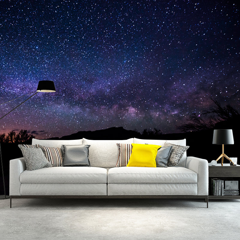 Stunning Galaxy Sky Wallpaper Mural for Bedroom, Blue-Purple, Personalized Print Clearhalo 'Wall Decor' 'Wall Mural' 1784627