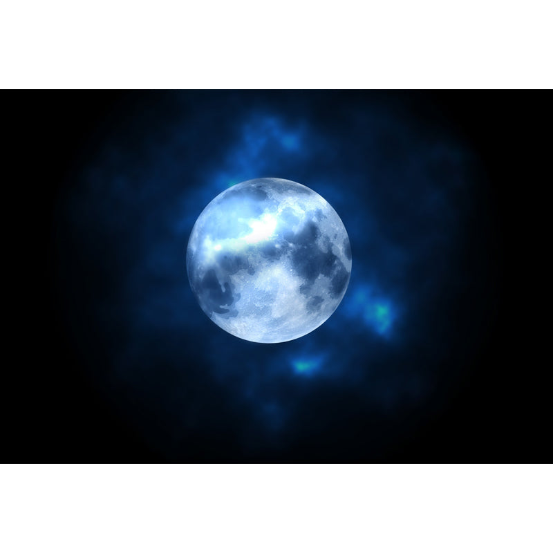 Contemporary Full Moon Mural Non-Wove Washable Black-Blue Wall Art for Living Room Clearhalo 'Wall Decor' 'Wall Mural' 1784722