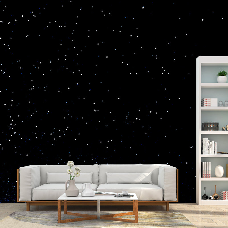 Whole Night Sky Star Mural Wallpaper Waterproof Modernist Bedroom Wall Art in Black Clearhalo 'Wall Decor' 'Wall Mural' 1784775