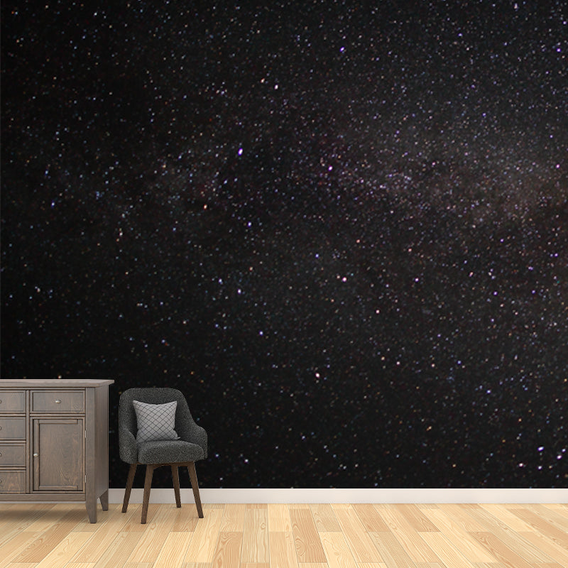 Black Night Sky Wallpaper Mural Starry Modern Waterproofing Wall Covering for Home Clearhalo 'Wall Decor' 'Wall Mural' 1785063