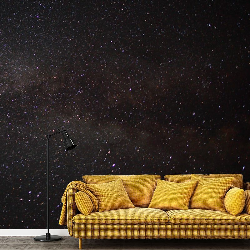 Black Night Sky Wallpaper Mural Starry Modern Waterproofing Wall Covering for Home Clearhalo 'Wall Decor' 'Wall Mural' 1785064