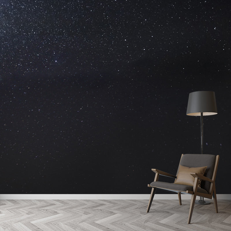 Black Night Sky Wallpaper Mural Starry Modern Waterproofing Wall Covering for Home Clearhalo 'Wall Decor' 'Wall Mural' 1785068