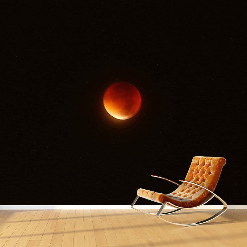 Black-Red Blood Moon Mural Moisture Resistant Modernist Living Room Wall Covering Clearhalo 'Wall Decor' 'Wall Mural' 1785489