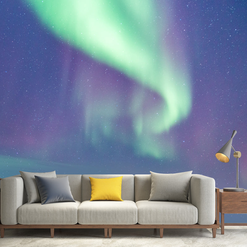 Aqua Northern Light Wallpaper Mural Moisture Resistant Modern Living Room Wall Art Clearhalo 'Wall Decor' 'Wall Mural' 1785615