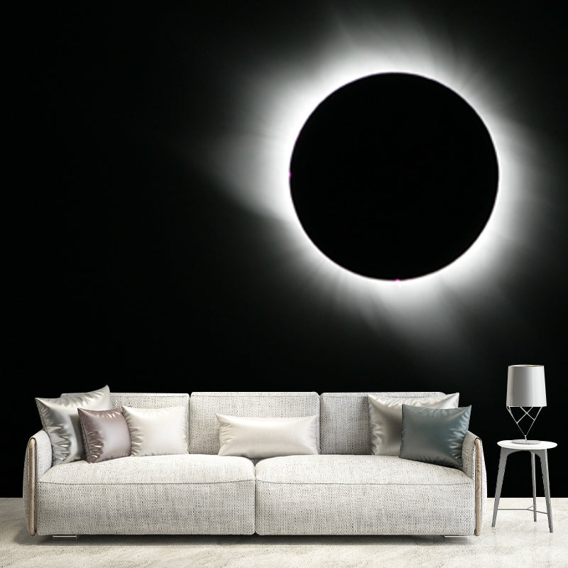 Waterproof Moon Eclipse Mural Wallpaper Modern Non-Woven Wall Decor, Custom-Printed Clearhalo 'Wall Decor' 'Wall Mural' 1785682