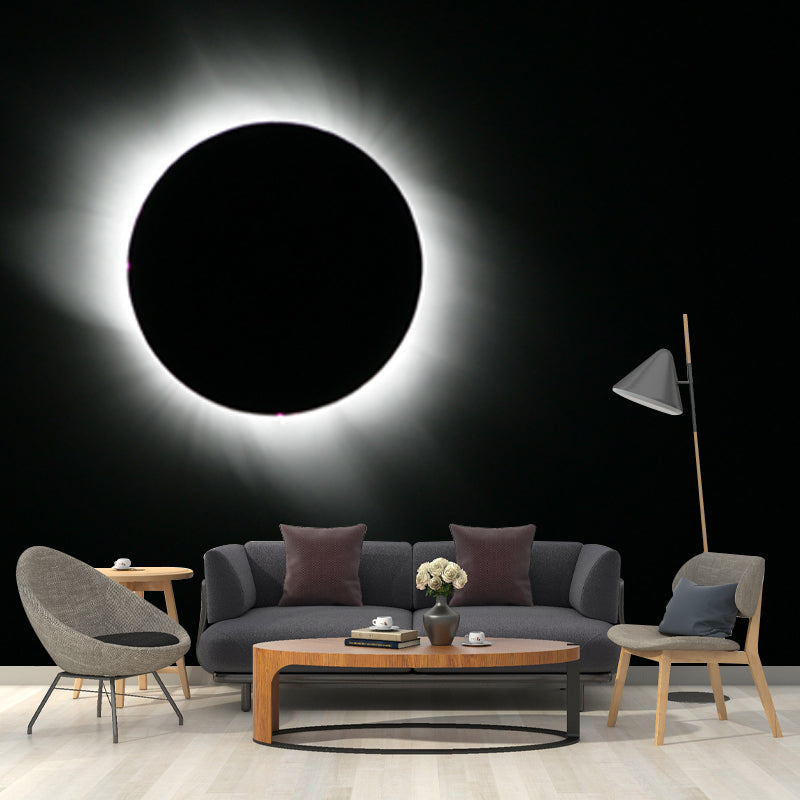 Waterproof Moon Eclipse Mural Wallpaper Modern Non-Woven Wall Decor, Custom-Printed Clearhalo 'Wall Decor' 'Wall Mural' 1785683