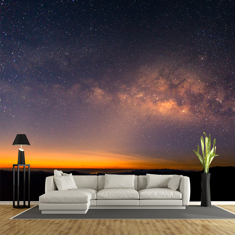 Graphic Milky Way Galaxy Mural Whole Wall Decor for Living Room, Made to Measure Yellow-Blue Clearhalo 'Wall Decor' 'Wall Mural' 1785768