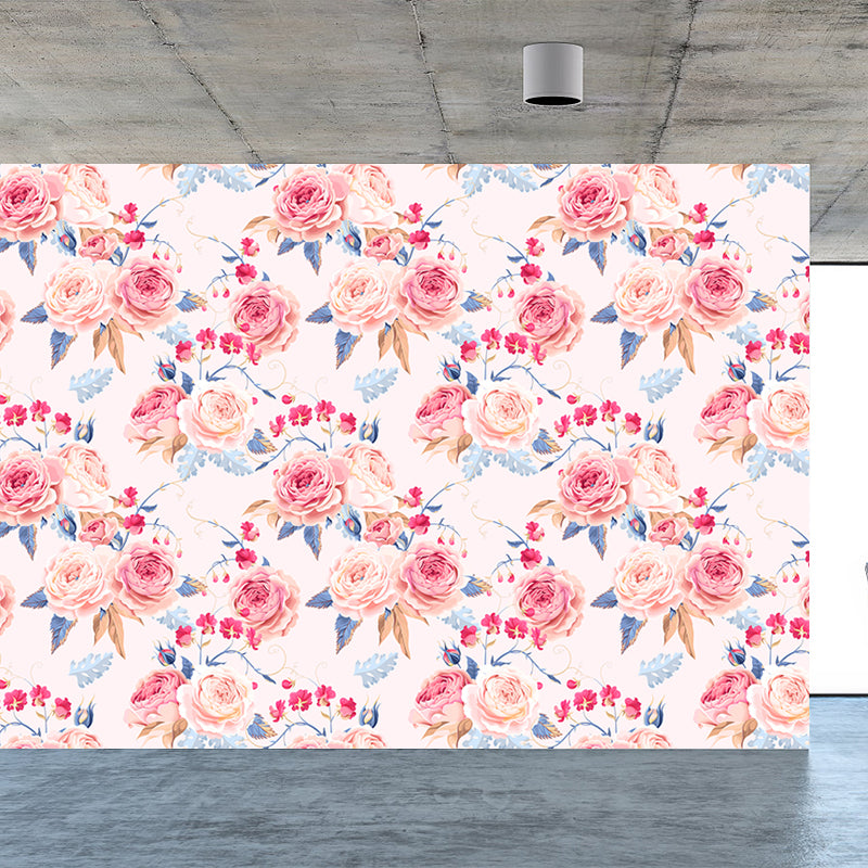 Stylish Rose Blossom Wallpaper Mural Pastel Color Flower Wall Covering for Bedroom Clearhalo 'Wall Decor' 'Wall Mural' 1786009