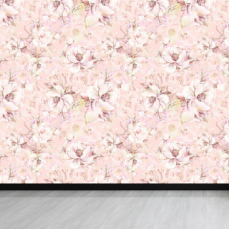 Big Blossom Wallpaper Mural Contemporary Pretty Flowers Wall Covering in Pastel Color Clearhalo 'Wall Decor' 'Wall Mural' 1786105