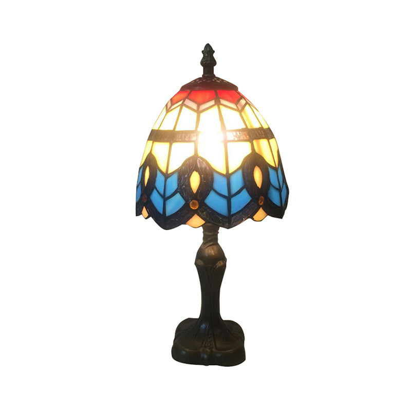 Classic Tiffany Peacock Desk Light Stained Glass 1 Light Desk Light in Multi-Colored for Study Room Clearhalo 'Lamps' 'Table Lamps' Lighting' 178611