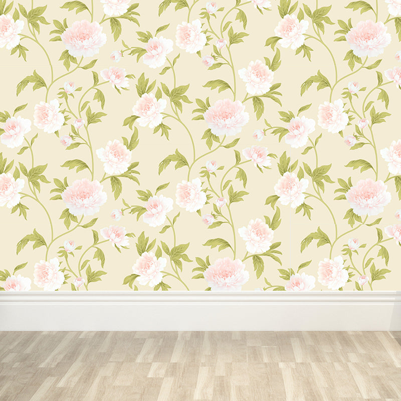 Big Blossom Wallpaper Mural Contemporary Pretty Flowers Wall Covering in Pastel Color Clearhalo 'Wall Decor' 'Wall Mural' 1786114