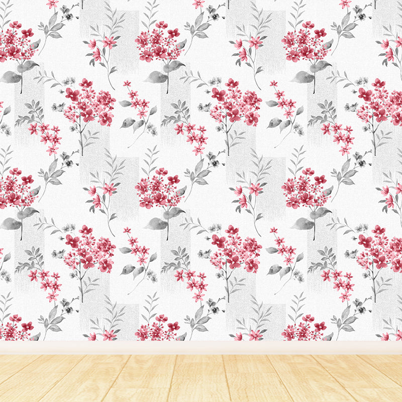 Big Blossom Wallpaper Mural Contemporary Pretty Flowers Wall Covering in Pastel Color White Clearhalo 'Wall Decor' 'Wall Mural' 1786118