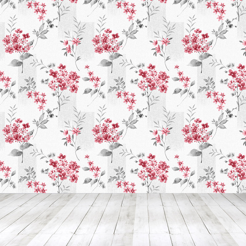 Big Blossom Wallpaper Mural Contemporary Pretty Flowers Wall Covering in Pastel Color Clearhalo 'Wall Decor' 'Wall Mural' 1786119