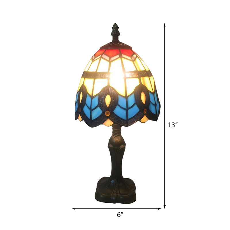 Classic Tiffany Peacock Desk Light Stained Glass 1 Light Desk Light in Multi-Colored for Study Room Clearhalo 'Lamps' 'Table Lamps' Lighting' 178612