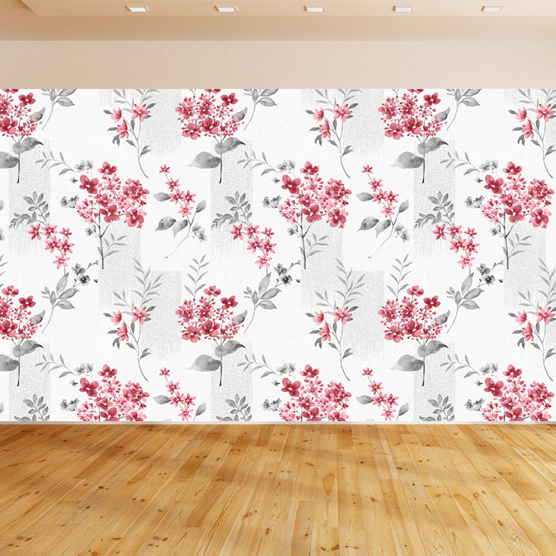 Big Blossom Wallpaper Mural Contemporary Pretty Flowers Wall Covering in Pastel Color Clearhalo 'Wall Decor' 'Wall Mural' 1786120