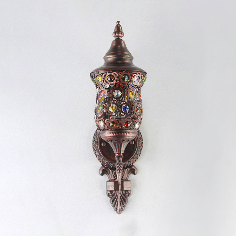 Antique Copper Urn Sconce Light Bohemian Metal 1 Bulb Bedroom Wall Mounted Lighting Clearhalo 'Wall Lamps & Sconces' 'Wall Lights' Lighting' 1786354