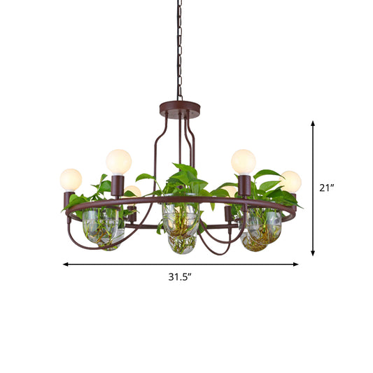 1/2-Tier Metal Chandelier Light Industrial 4/7/10 Bulbs Living Room LED Hanging Lamp in Coffee Clearhalo 'Cast Iron' 'Ceiling Lights' 'Chandeliers' 'Industrial Chandeliers' 'Industrial' 'Metal' 'Middle Century Chandeliers' 'Rustic Chandeliers' 'Tiffany' Lighting' 1786718