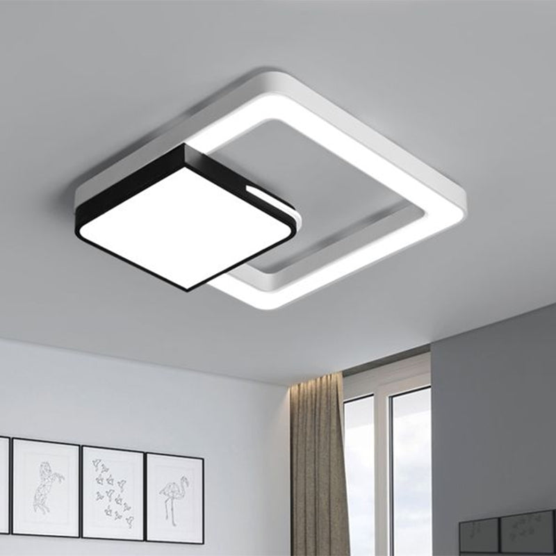 Acrylic Square Flush Mount Light Simplicity LED White and Black Ceiling Lamp Fixture for Bedroom Clearhalo 'Ceiling Lights' 'Close To Ceiling Lights' 'Close to ceiling' 'Flush mount' Lighting' 1786724