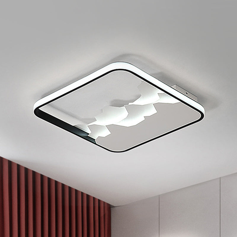 Black Square Frame Flushmount with Crack Design Modern Acrylic LED Ceiling Lighting Fixture in Warm/White/Natural Light, 16.5"/19.5" W Clearhalo 'Ceiling Lights' 'Close To Ceiling Lights' 'Close to ceiling' 'Flush mount' Lighting' 1786751