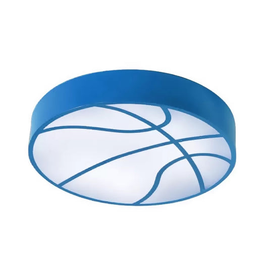 Acrylic Flat Basketball Flush Ceiling Light Cartoon Ceiling Lamp for Baby Bedroom Hallway Blue Clearhalo 'Ceiling Lights' 'Close To Ceiling Lights' 'Close to ceiling' 'Flush mount' Lighting' 17869