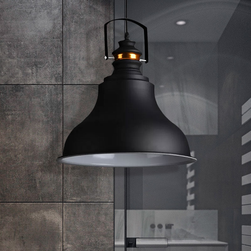 Industrial Style Barn Shade Ceiling Pendant Light 1 Light Metallic Hanging Light with Handle in Black Clearhalo 'Ceiling Lights' 'Modern Pendants' 'Modern' 'Pendant Lights' 'Pendants' Lighting' 1787006