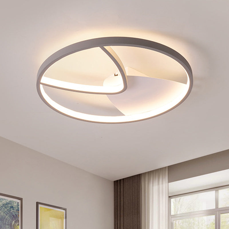 V Shape Metal Ceiling Light Fixture Contemporary Grey LED Flush Mount in Warm/White Light with Silica Gel Diffuser, 16.5"/20.5" W Grey Clearhalo 'Ceiling Lights' 'Close To Ceiling Lights' 'Close to ceiling' 'Flush mount' Lighting' 1787013