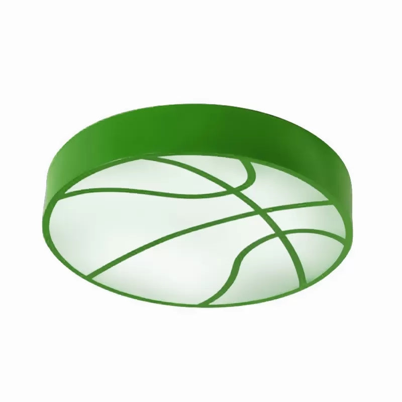 Acrylic Flat Basketball Flush Ceiling Light Cartoon Ceiling Lamp for Baby Bedroom Hallway Green Clearhalo 'Ceiling Lights' 'Close To Ceiling Lights' 'Close to ceiling' 'Flush mount' Lighting' 17871