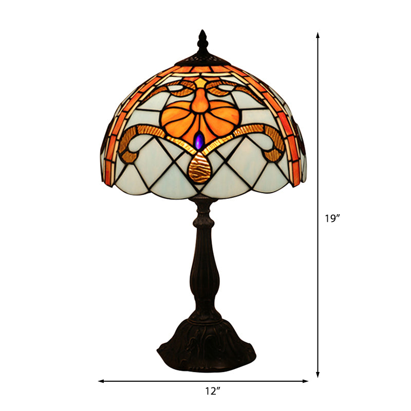 Tiffany Antique Domed Reading Light 1 Light Stained Glass Desk Lamp in Brown for Living Room Clearhalo 'Lamps' 'Table Lamps' Lighting' 178717