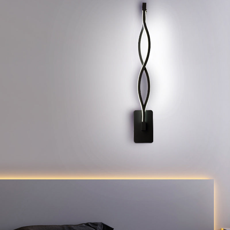 Stranded Stairway Wall Lighting Ideas Metal Minimalism LED Sconce Fixture in Warm/White Light, Black/White Clearhalo 'Modern wall lights' 'Modern' 'Wall Lamps & Sconces' 'Wall Lights' Lighting' 1787193