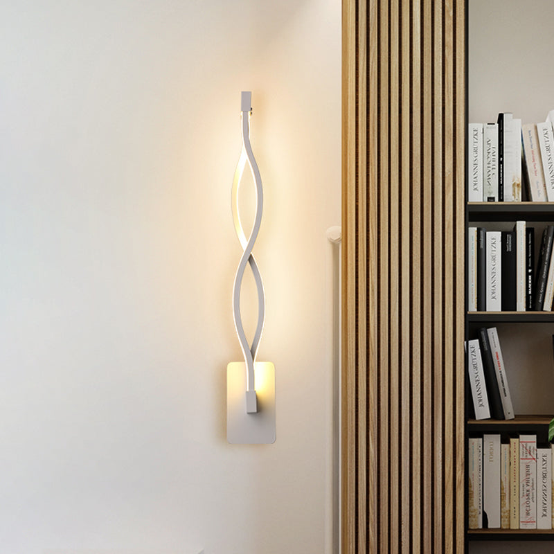 Stranded Stairway Wall Lighting Ideas Metal Minimalism LED Sconce Fixture in Warm/White Light, Black/White Clearhalo 'Modern wall lights' 'Modern' 'Wall Lamps & Sconces' 'Wall Lights' Lighting' 1787197