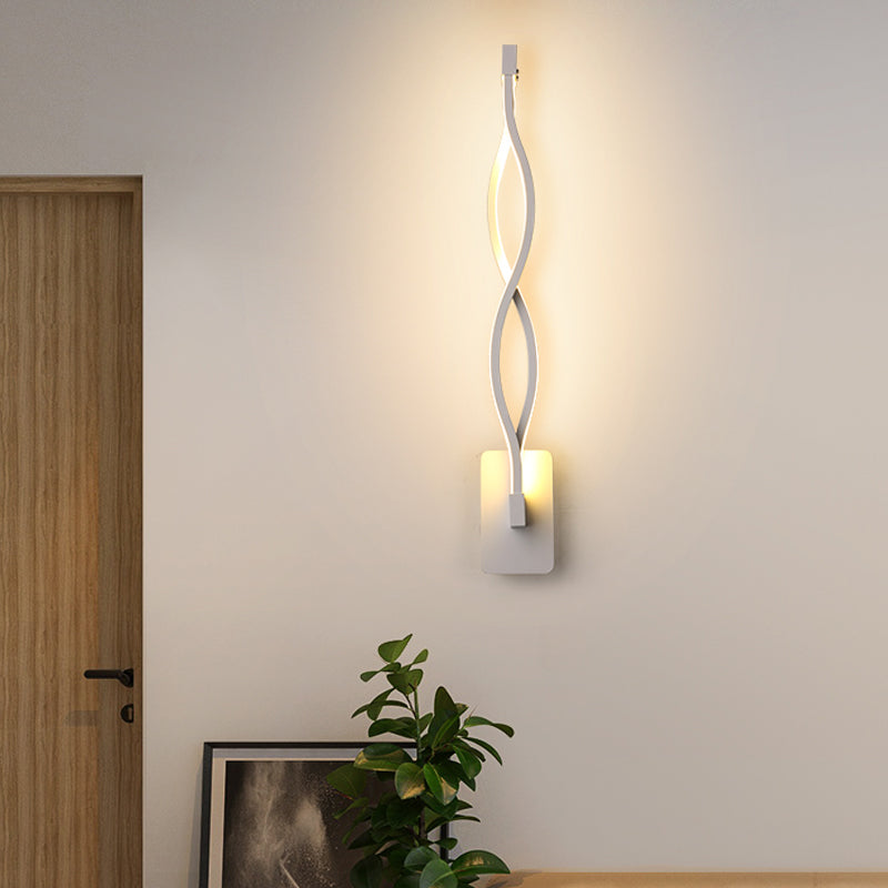 Stranded Stairway Wall Lighting Ideas Metal Minimalism LED Sconce Fixture in Warm/White Light, Black/White Clearhalo 'Modern wall lights' 'Modern' 'Wall Lamps & Sconces' 'Wall Lights' Lighting' 1787198