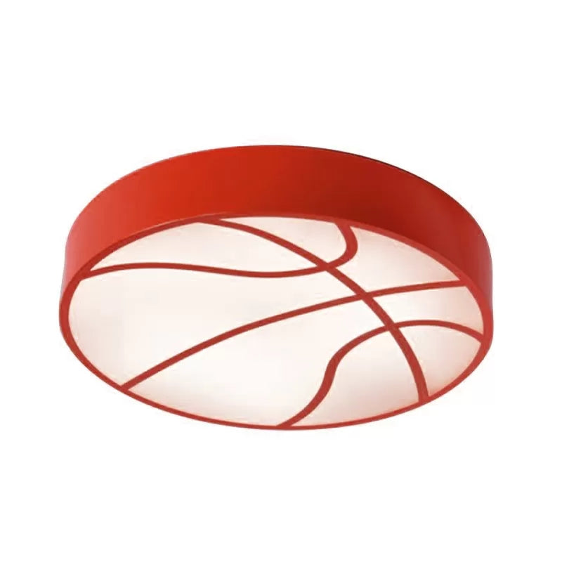 Acrylic Flat Basketball Flush Ceiling Light Cartoon Ceiling Lamp for Baby Bedroom Hallway Red Clearhalo 'Ceiling Lights' 'Close To Ceiling Lights' 'Close to ceiling' 'Flush mount' Lighting' 17873