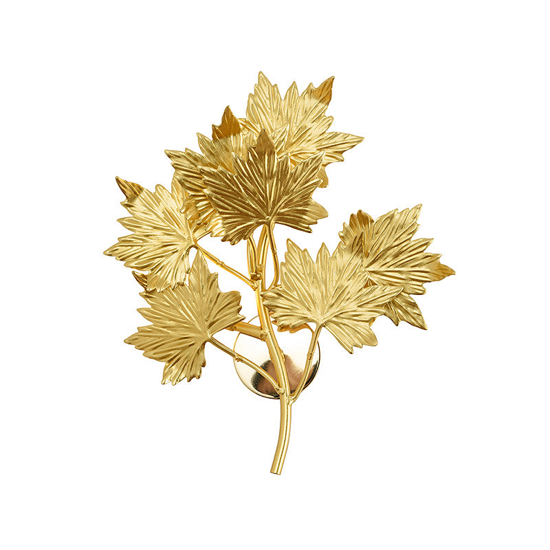 Aluminium Maple Leaf Sconce Light Luxury 2/8 Heads Living Room Wall Mounted Lamp in Gold Clearhalo 'Wall Lamps & Sconces' 'Wall Lights' Lighting' 1787305