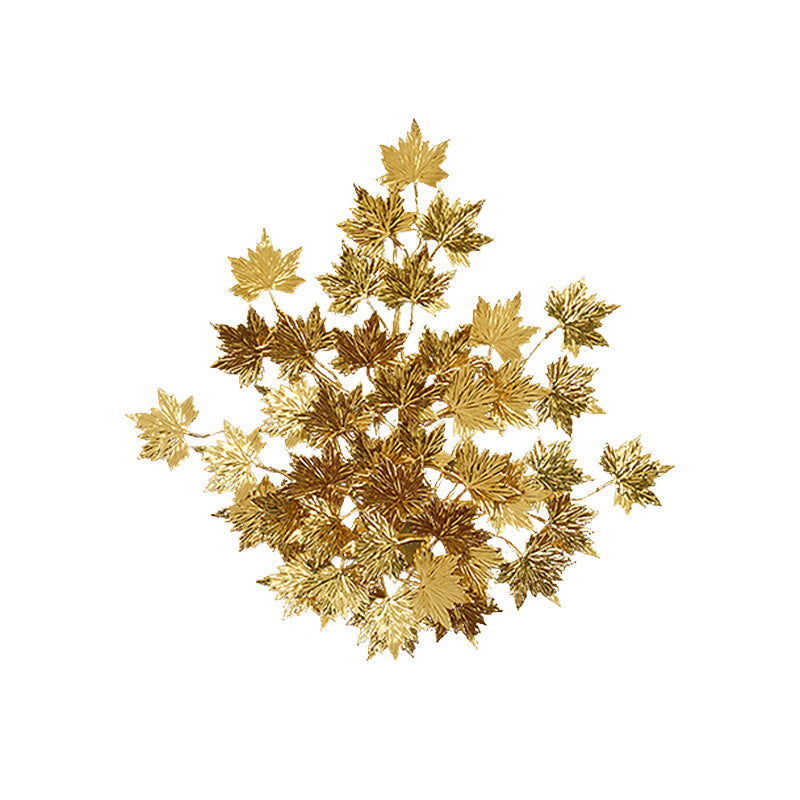 Aluminium Maple Leaf Sconce Light Luxury 2/8 Heads Living Room Wall Mounted Lamp in Gold Clearhalo 'Wall Lamps & Sconces' 'Wall Lights' Lighting' 1787310