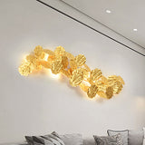 6-Light Lotus Leaf Sconce Lamp Luxurious Gold Metal Wall Mounted Light Fixture for Living Room Clearhalo 'Wall Lamps & Sconces' 'Wall Lights' Lighting' 1787312