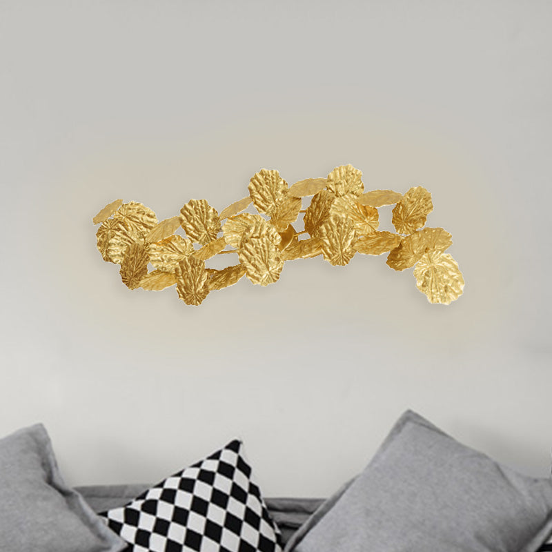 6-Light Lotus Leaf Sconce Lamp Luxurious Gold Metal Wall Mounted Light Fixture for Living Room Clearhalo 'Wall Lamps & Sconces' 'Wall Lights' Lighting' 1787314