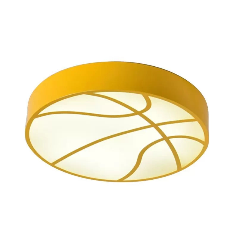 Acrylic Flat Basketball Flush Ceiling Light Cartoon Ceiling Lamp for Baby Bedroom Hallway Yellow Clearhalo 'Ceiling Lights' 'Close To Ceiling Lights' 'Close to ceiling' 'Flush mount' Lighting' 17875