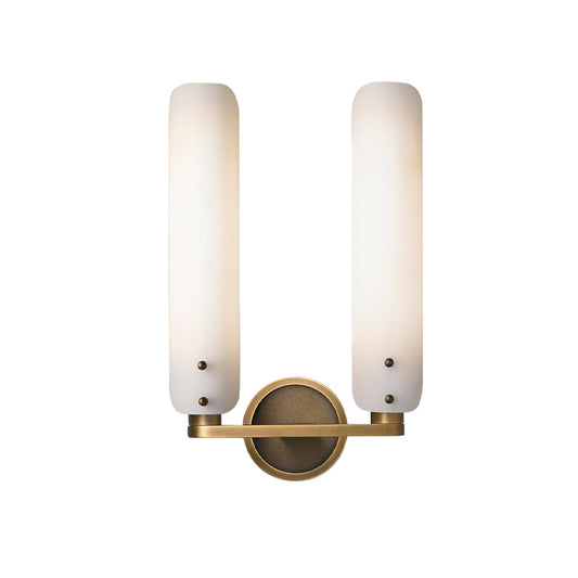 Milk Glass Curved Wall Sconce Colonialism 1/2-Light Bedroom Wall Mounted Light Fixture in Gold Clearhalo 'Wall Lamps & Sconces' 'Wall Lights' Lighting' 1787521