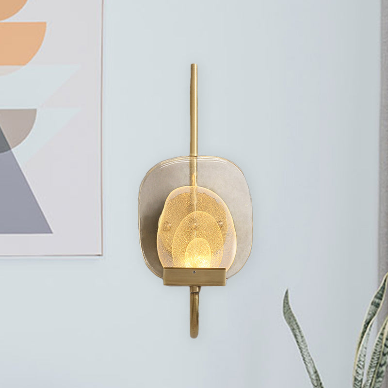 Geometric Clear Glass Wall Light Colonialist 1-Head Bedroom Wall Sconce Lighting Fixture in Gold Clearhalo 'Wall Lamps & Sconces' 'Wall Lights' Lighting' 1787533