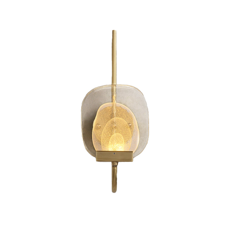 Geometric Clear Glass Wall Light Colonialist 1-Head Bedroom Wall Sconce Lighting Fixture in Gold Clearhalo 'Wall Lamps & Sconces' 'Wall Lights' Lighting' 1787536