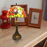 Tiffany Rustic Desk Lamp with Flower Butterfly 1 Light Stained Glass Desk Light in Orange for Cafe Orange Clearhalo 'Lamps' 'Table Lamps' Lighting' 178774