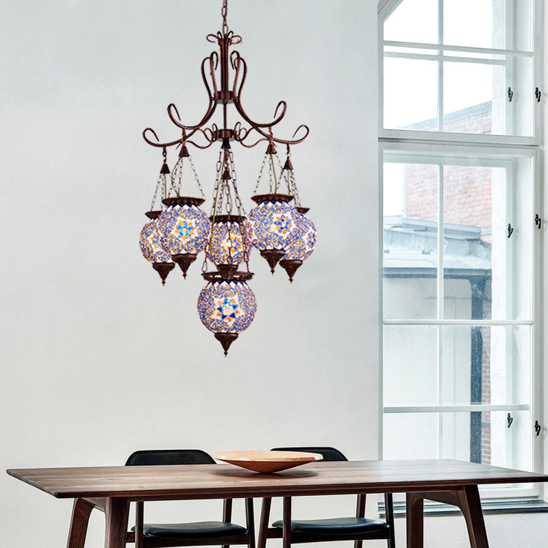 Hand Cut Glass Copper Chandelier Global 6-Light Turkish Pendant Ceiling Light for Dining Room Copper Clearhalo 'Ceiling Lights' 'Chandeliers' Lighting' options 1787753_45a0e955-e9db-4ebc-915b-29f0aa806c5e