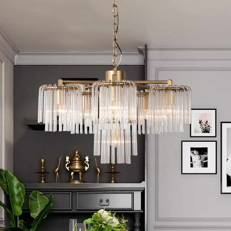 Crystal Circular Chandelier Pendant Light Rustic 6/7/10 Lights Bedroom Ceiling Lamp in Gold 6 Gold Clearhalo 'Ceiling Lights' 'Chandeliers' Lighting' options 1787797_590708ae-d9fd-4ed5-9537-b29d1844dd4c