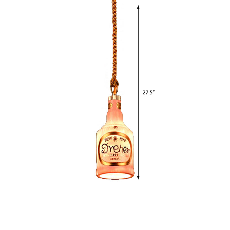 Resin Red/Yellow Drop Pendant Wine Bottle 1 Light Industrial Style Hanging Lamp Kit for Restaurant Clearhalo 'Ceiling Lights' 'Industrial Pendants' 'Industrial' 'Middle Century Pendants' 'Pendant Lights' 'Pendants' 'Tiffany' Lighting' 1787916