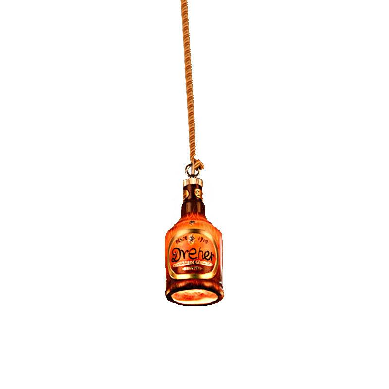 Resin Red/Yellow Drop Pendant Wine Bottle 1 Light Industrial Style Hanging Lamp Kit for Restaurant Clearhalo 'Ceiling Lights' 'Industrial Pendants' 'Industrial' 'Middle Century Pendants' 'Pendant Lights' 'Pendants' 'Tiffany' Lighting' 1787919