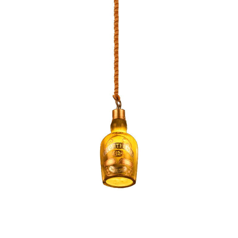 Resin Red/Yellow Drop Pendant Wine Bottle 1 Light Industrial Style Hanging Lamp Kit for Restaurant Clearhalo 'Ceiling Lights' 'Industrial Pendants' 'Industrial' 'Middle Century Pendants' 'Pendant Lights' 'Pendants' 'Tiffany' Lighting' 1787934