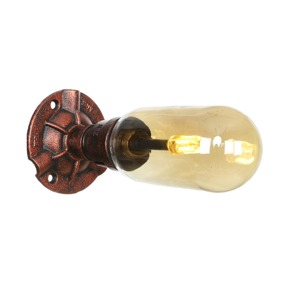 Capsule Amber Glass Wall Lighting Vintage 1/2 Bulbs Living Room Sconce Lamp in Weathered Copper Clearhalo 'Art deco wall lights' 'Cast Iron' 'Glass' 'Industrial wall lights' 'Industrial' 'Middle century wall lights' 'Modern' 'Rustic wall lights' 'Tiffany' 'Traditional wall lights' 'Wall Lamps & Sconces' 'Wall Lights' Lighting' 1788144