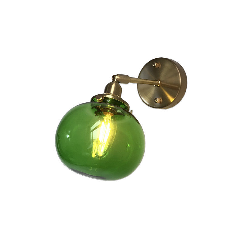 Industrial Pumpkin Wall Mount Lighting 1 Bulb Blue/Green/Clear Prismatic Glass Sconce Lamp Fixture for Restaurant Clearhalo 'Art deco wall lights' 'Cast Iron' 'Glass' 'Industrial wall lights' 'Industrial' 'Middle century wall lights' 'Modern' 'Rustic wall lights' 'Tiffany' 'Traditional wall lights' 'Wall Lamps & Sconces' 'Wall Lights' Lighting' 1788248