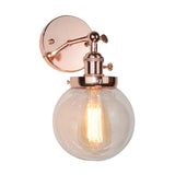 Global Clear Glass Sconce Lighting Vintage 1 Light Bathroom Wall Mounted Lamp Fixture in Copper/Bronze Clearhalo 'Art deco wall lights' 'Cast Iron' 'Glass' 'Industrial wall lights' 'Industrial' 'Middle century wall lights' 'Modern' 'Rustic wall lights' 'Tiffany' 'Traditional wall lights' 'Wall Lamps & Sconces' 'Wall Lights' Lighting' 1788274